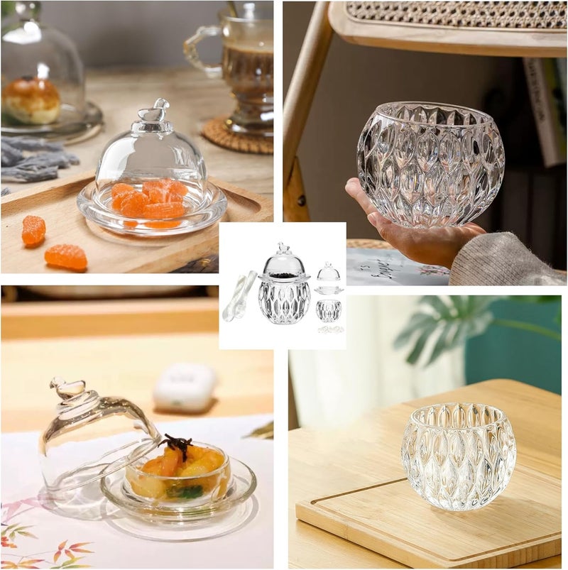 GCFTIFF caviar serving set with 2 Pcs Mother of Pearl Spoons,Chilled bowl Glass Caviar Dish With Lids,ice bowls to keep food cold, Elegant Serving Tray for Caviar Shrimp and Party Appetizers(Leaf) - Image 5